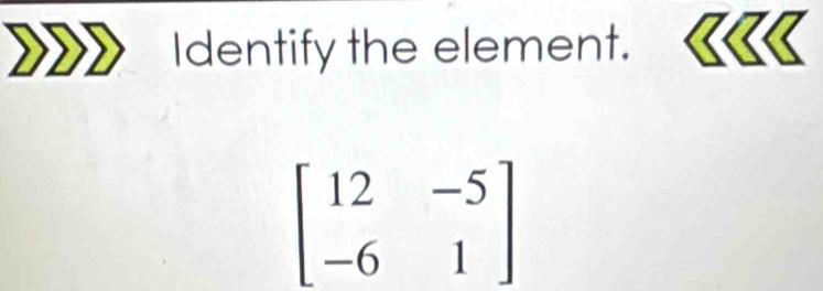 Identify the element. sn
beginbmatrix 12&-5 -6&1endbmatrix