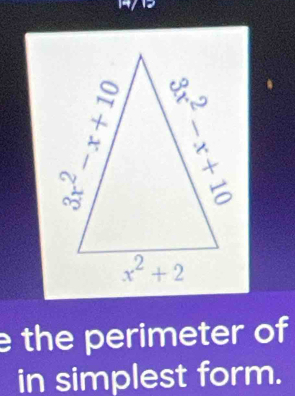 the perimeter of
in simplest form.