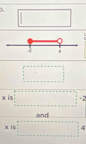 square^ 
□
x is □ -2
and
x is □ 4