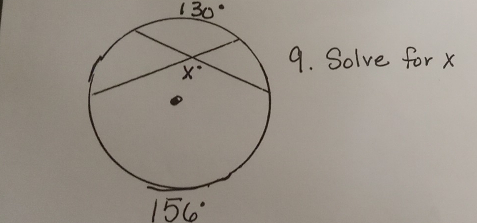 130°
9. Solve for x
156°