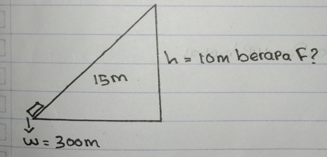 h=10m berapa F?
w=300m