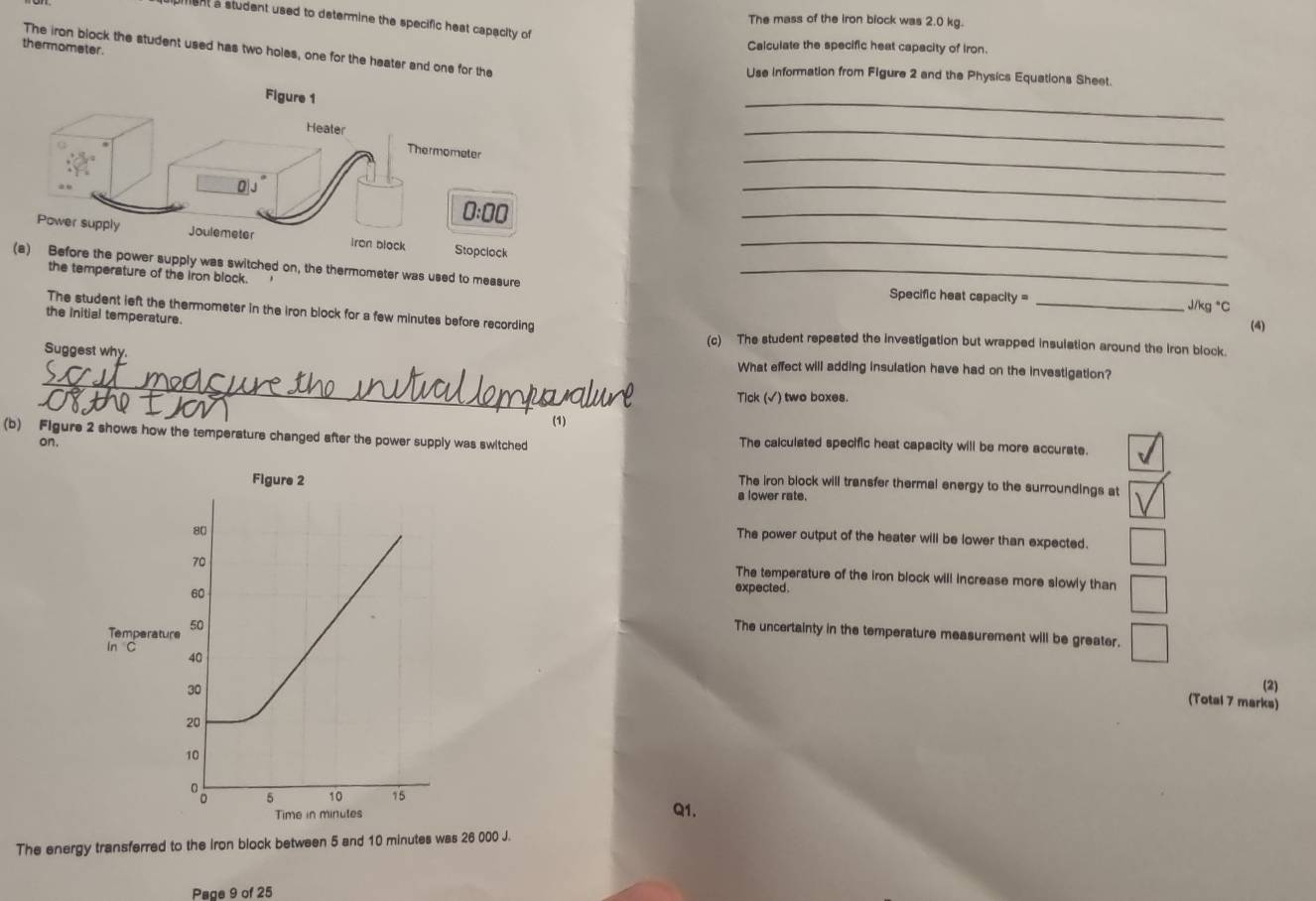 Solved: ent a student used to determine the specific heat capacity of ...