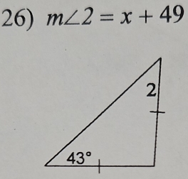 m∠ 2=x+49