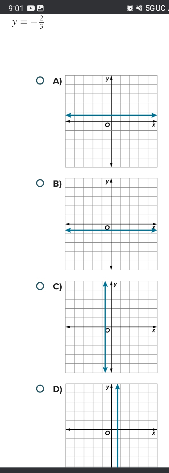 9:01 5G UC .
I
y=- 2/3 
A
B
C
D