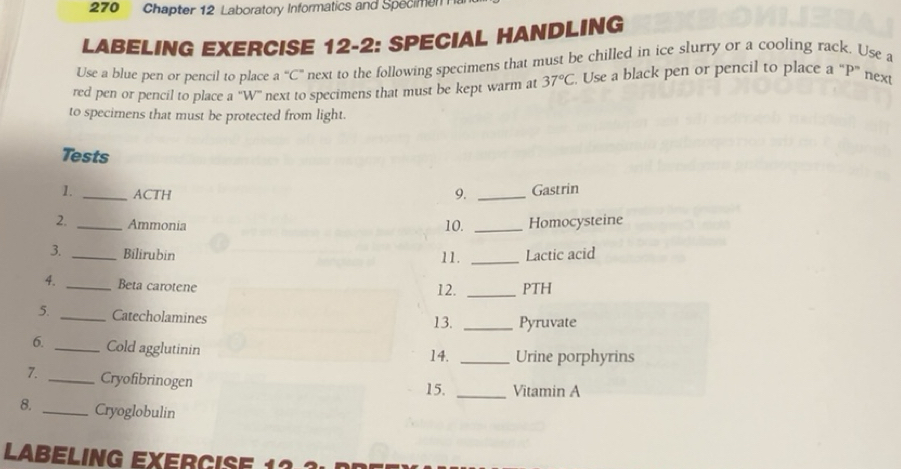Solved: 270 Chapter 12 Laboratory Informatics and Specimen LABELING ...