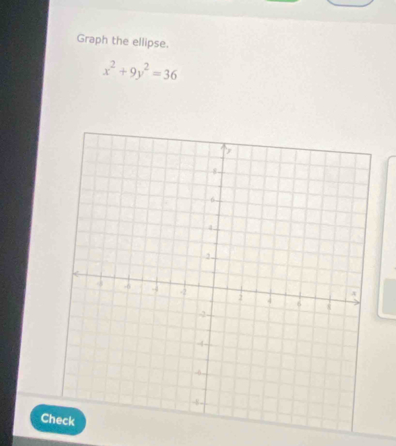 Graph the ellipse.
x^2+9y^2=36
C