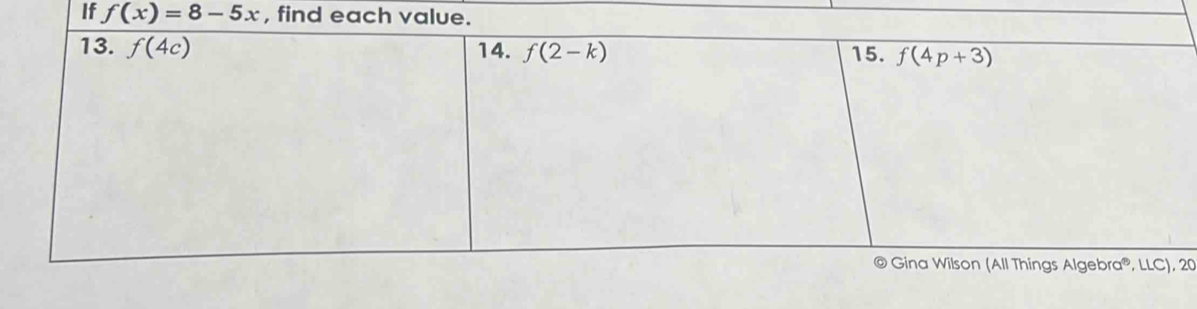 If f(x)=8-5x , find ea
20