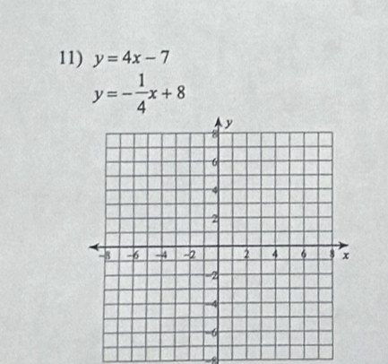 y=4x-7
y=- 1/4 x+8