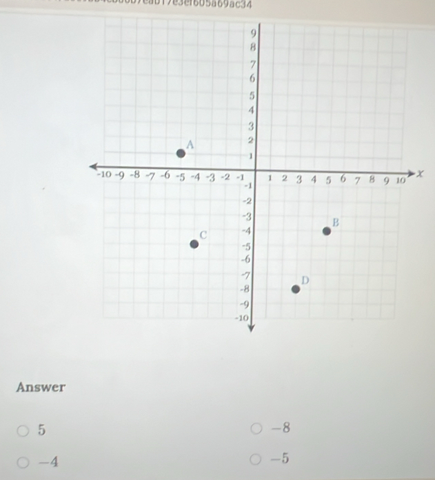 eb17e3ef605a69ac34
x
Answer
5
-8
-4
-5