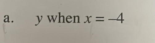 y when x=-4