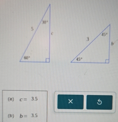 c=3.5 ×
(b) b=3.5