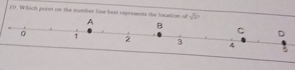 Which point on the number line best represents the locatio9