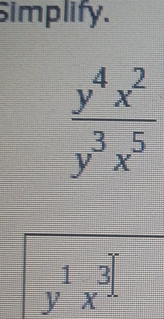 Simplify.
y^1x^3