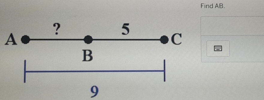 Find AB.
A
9