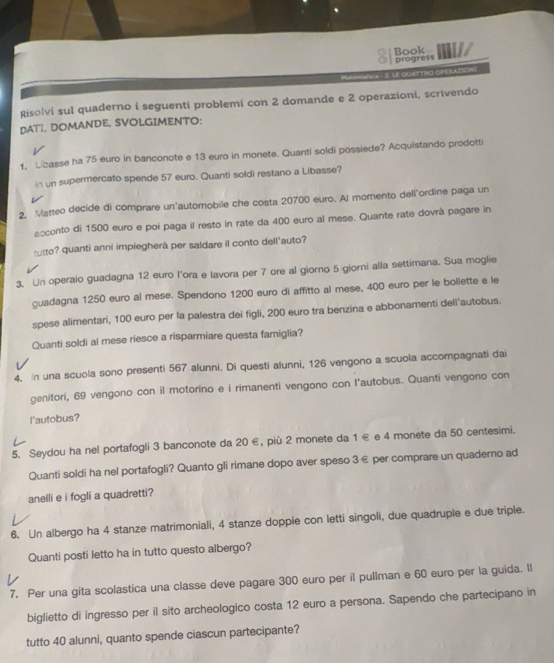 Risolto:Book progress Matematica - 2. LE QUATTRO OPERAZIONI Risolvi sul ...