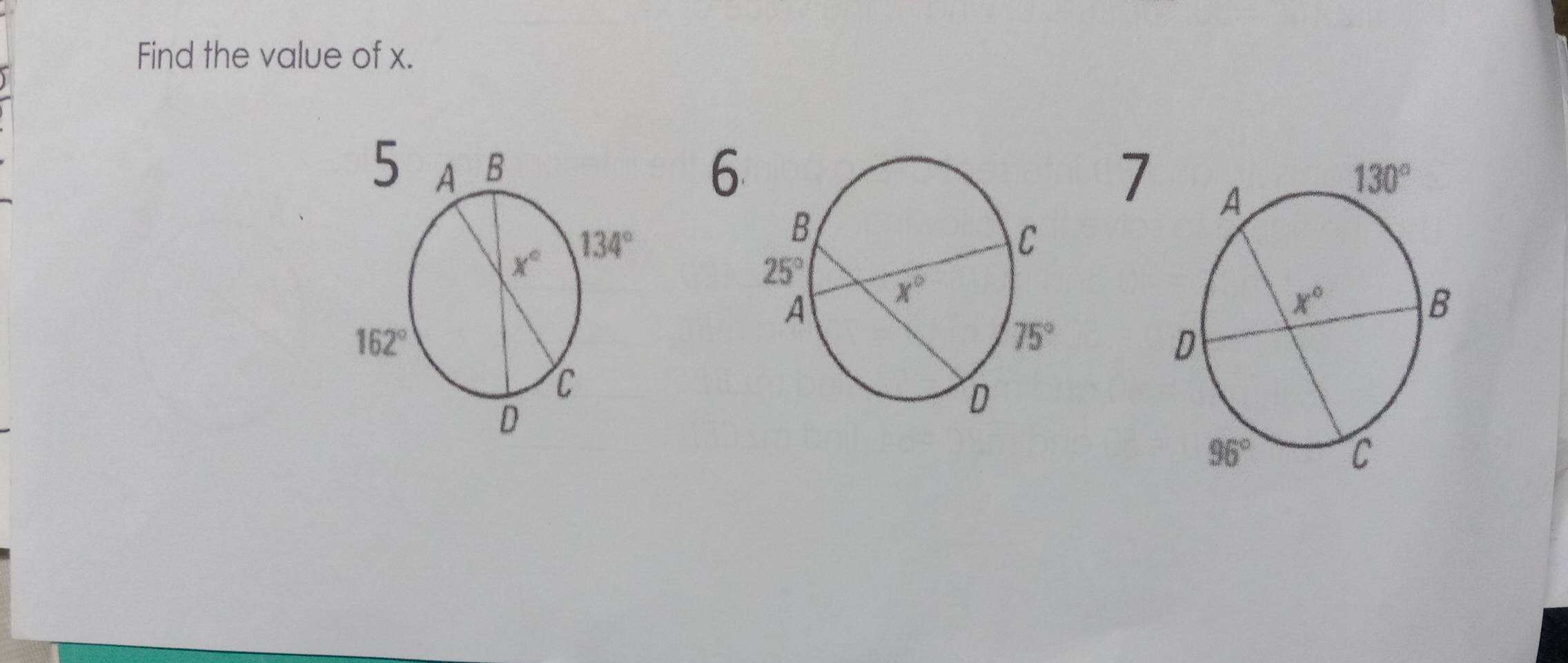 Find the value of x.
6
7