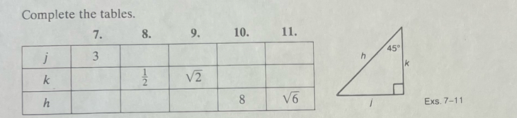 Complete the tables.
7. 8. 9. 10. 11.
Exs. 7-11