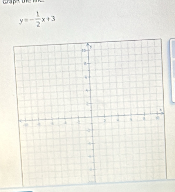 Graph the lie.
y=- 1/2 x+3