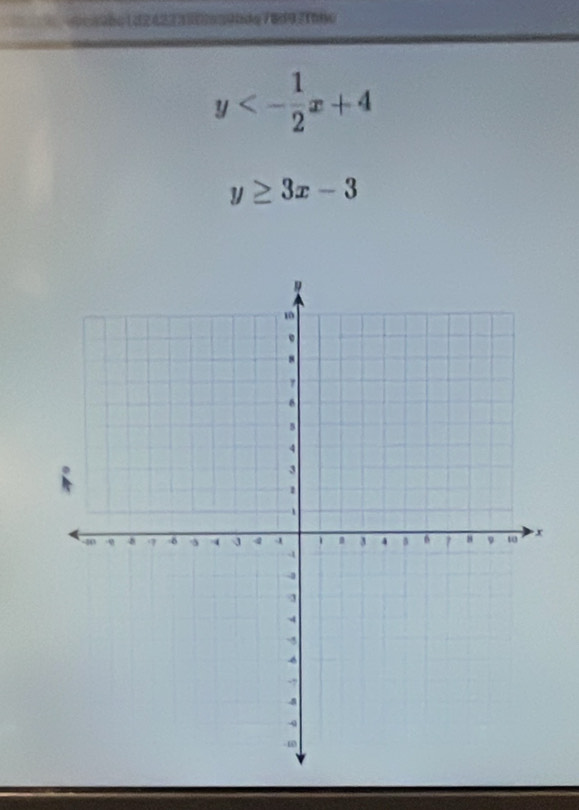 y<- 1/2 x+4
y≥ 3x-3