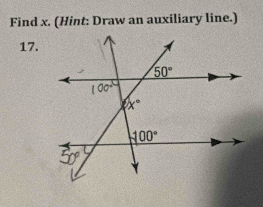 Find x. (Hint: Draw an auxiliary line.)
17.