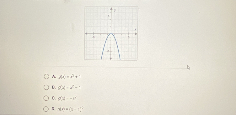 A. g(x)=x^2+1
B. g(x)=x^2-1
C. g(x)=-x^2
D. g(x)=(x-1)^2