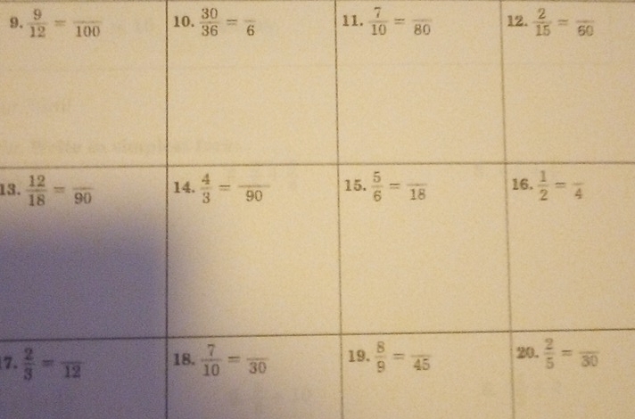  30/36 =frac 6 11.  7/10 =frac 80 12. 
13.
7.