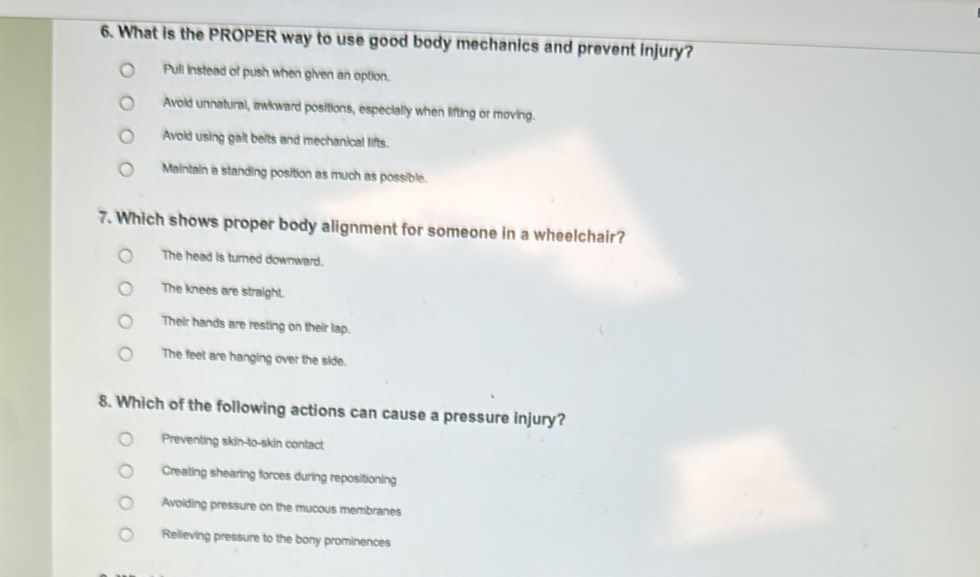 Solved: What is the PROPER way to use good body mechanics and prevent ...