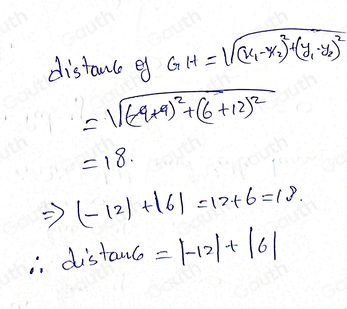 Solved: Which expression represents the distance between point G and ...