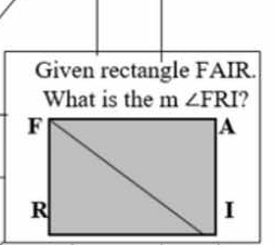 Given rectangle FAIR. 
What is the m ∠ FRI