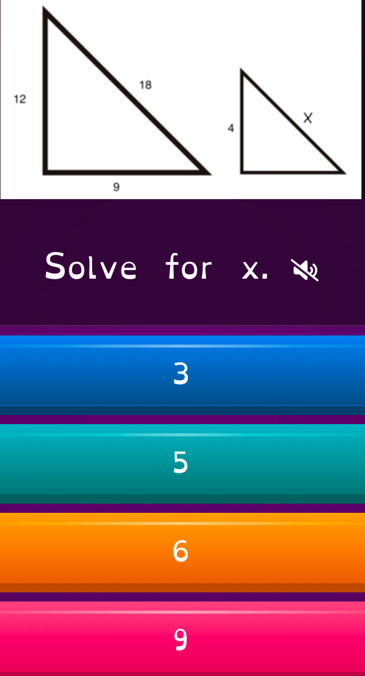 Solve for x.
3
5
6
9