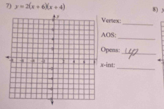 y=2(x+6)(x+4)
8) 3
_ 
ertex: 
_ 
OS: 
pens:_ 
_ 
-int: