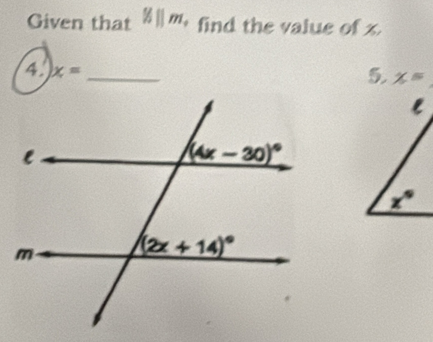 Given that 8||m find the value of x
x=
_