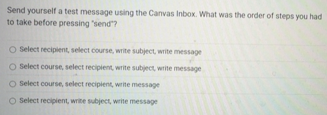 Solved: Send yourself a test message using the Canvas Inbox. What was ...