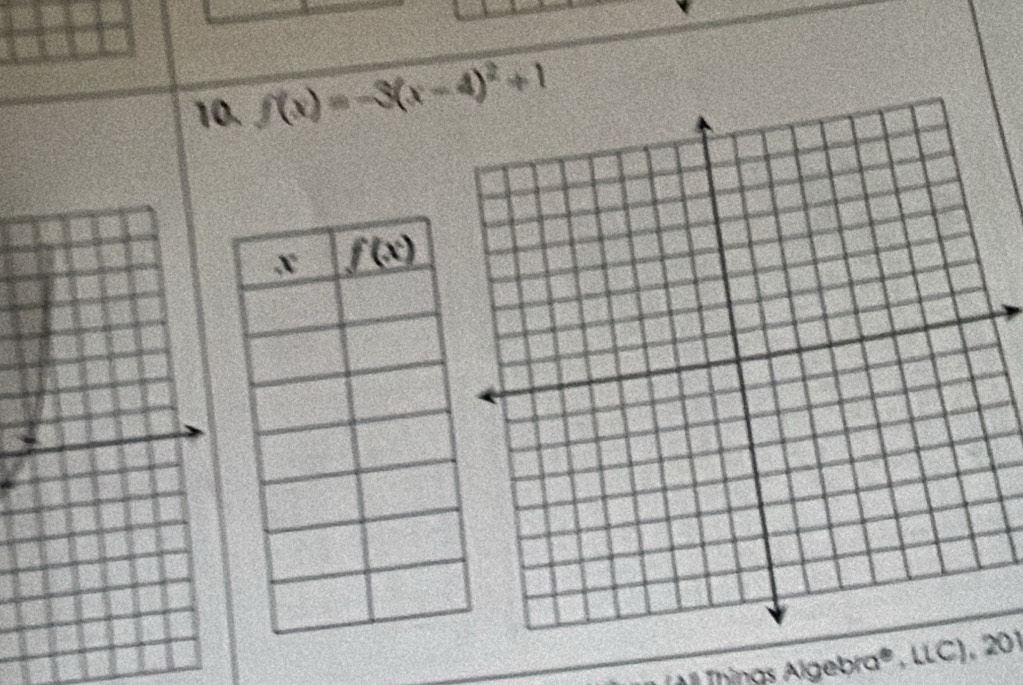 f(x)=-3(x-4)^2+1
Things Algebra® , LLC), 201