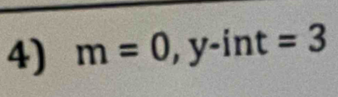 m=0, y-int=3