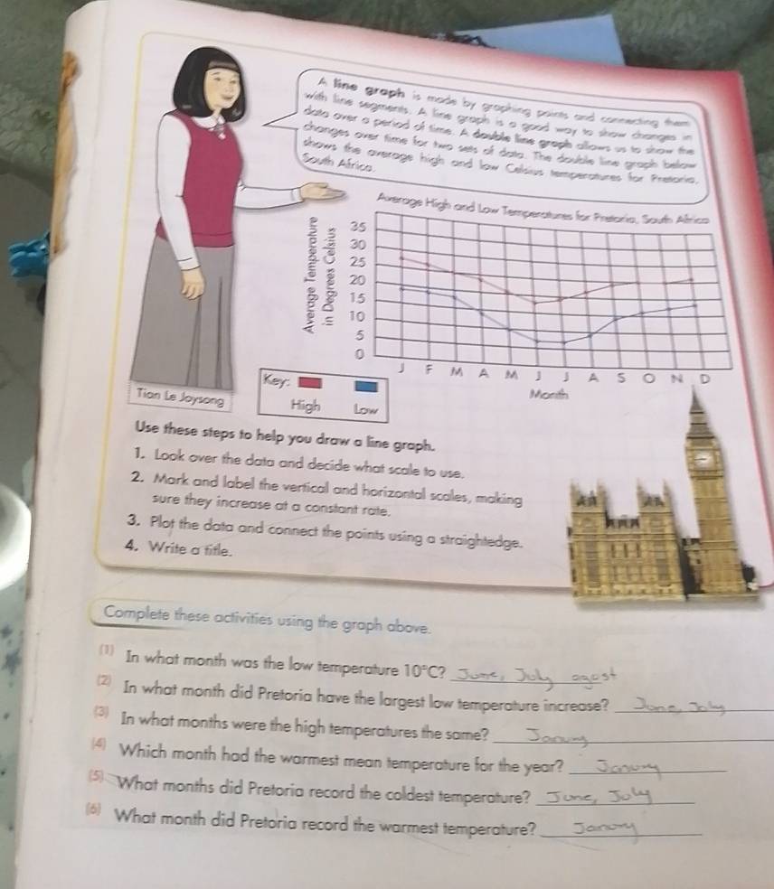 Resuelto:A line graph is made by graphing paints and connecting them ...