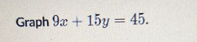 Graph 9x+15y=45.