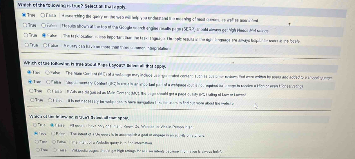 Solved: Which of the following is true? Select all that apply. True ...