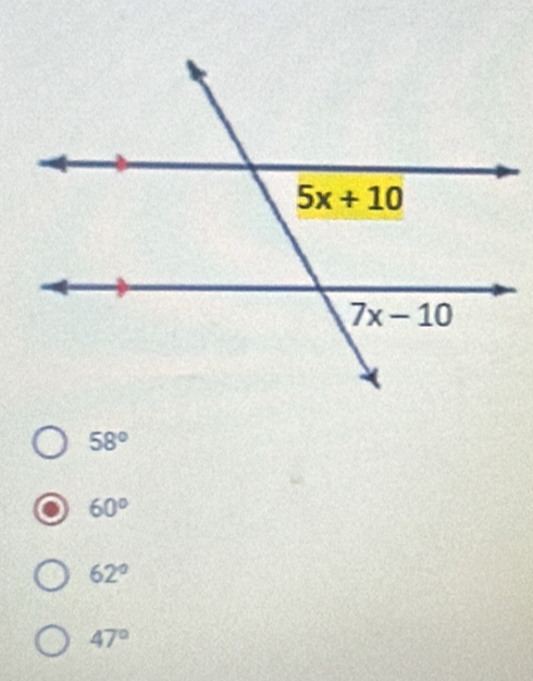 58°
60°
62°
47°