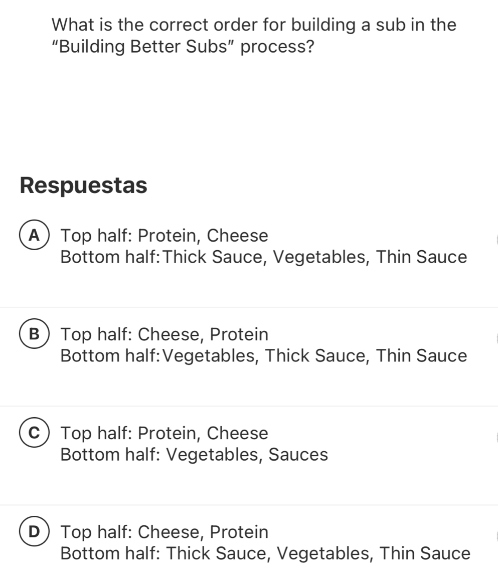 Solved: What is the correct order for building a sub in the “Building ...