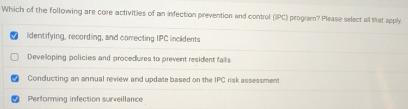 Solved: Which of the following are core activities of an infection ...