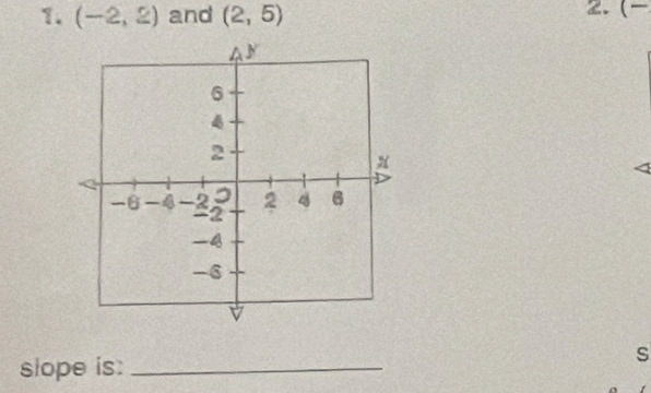 (-2,2) and (2,5) 2. (- 
slope is:_ 
S