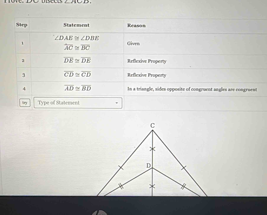 rove. DC bisects ∠ ACD.