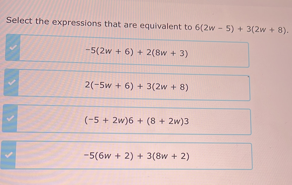 Select the expressions that are equivalent to