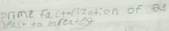 prime factorization of al 
least to Greates