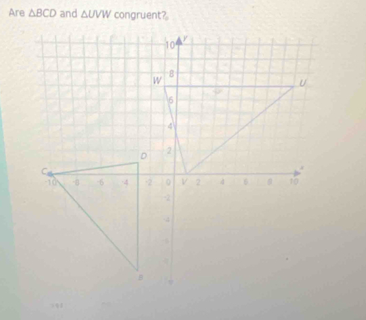 Are △ BCD and △ UVW congruent?