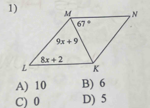 A) 10 B) 6
C) 0 D) 5