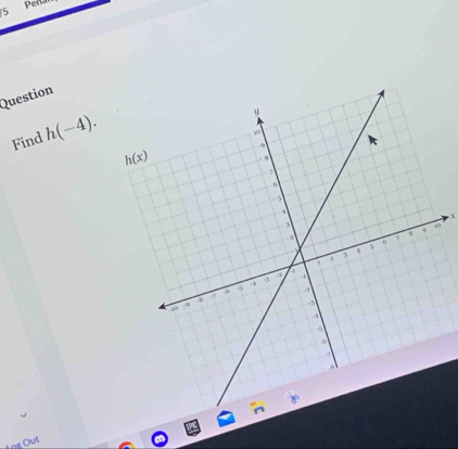 Peñar
Question
Find h(-4).
X
0
j.ng Out