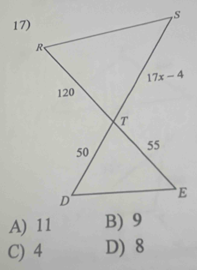 A) 11
C) 4
D) 8