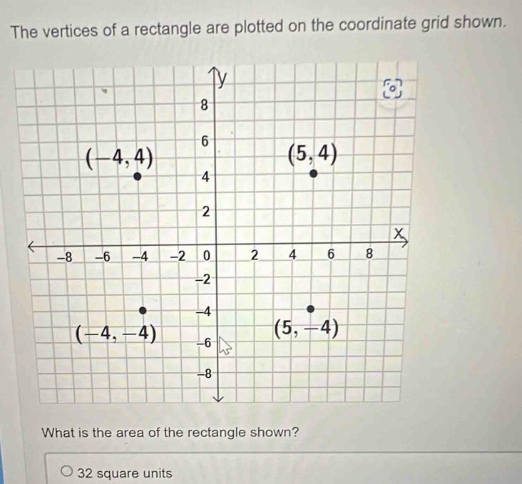 Solved: The vertices of a rectangle are plotted on the coordinate grid ...